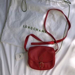 NWT Longchamp Calfskin Leather Red Crossbody Bag